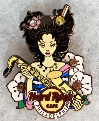 Hard Rock Cafe Philadelphia Anime Girl Regional Series Holding Sax Pin 91694