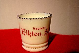 Souvenir Vintage Custard Glass Toothpick Holder,  Elkton,  South Dakota
