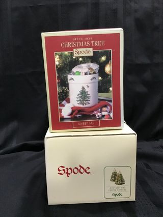 Spode Sweet Jar,  Salt & Pepper Shaker Set Christmas Tree Design Box 6