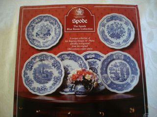 Spode Blue Room Regency China 10 " Plates,  6 In Set