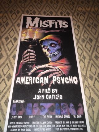 Misfits American Psycho 1998 Poster Rare” Doyle Danzig Michale Graves Samhain