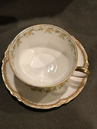 Haviland Limoges Tea Cup And Saucer Yellow Roses Set Of Two 4