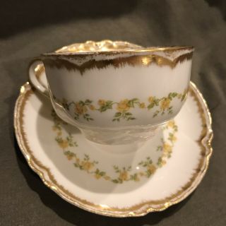 Haviland Limoges Tea Cup And Saucer Yellow Roses Set Of Two 7