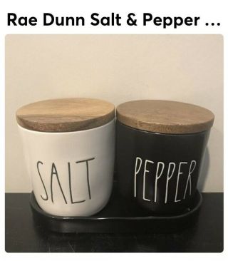Rae Dunn By Magenta Salt/pepper Cellar Set With Tray Farmhouse Ll Htf