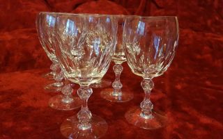 Bohemia Czech Crystal Wine Glasses Set Of 8 W/ Ball Stems And Cut Leaf Sides