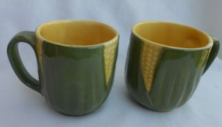 2 Vintage Shawnee Pottery Corn King Coffee Mugs 3 1/4 " 69