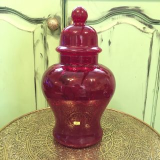 Vintage Retro Mcm Empoli Italian Art Glass Bon Bon Apothecary Jar