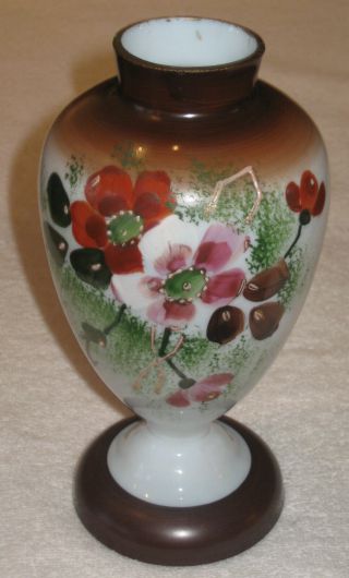 Antique/vintage Glass Vases - Gilded & Enameled Floral/foliate - 9 " Ht