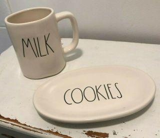 Rae Dunn 2018 “cookies” Plate And “milk” Mug Ceramic