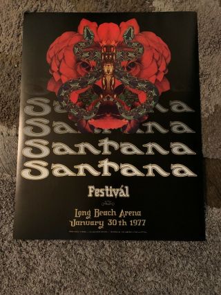 Santana Festival 1977 Concert Poster Long Beach Arena Vintage