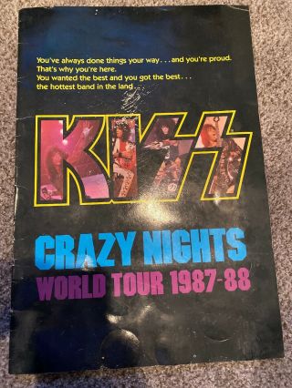 1987 - 88 Kiss Crazy Nights Concert World Tour Book Stanley,  Simmons,  Carr,  Kulick