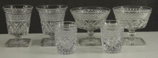 Vintage Imperial Glass 5pc Cape Cod Pattern Wine Glass Sherbet & Small Tumblers