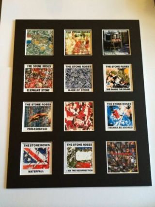 Stone Roses 14 " By 11 " Lp Discography Covers Picture Mounted Ready To Frame