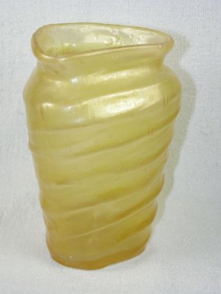 C1930s Consolidated Catalonian Triangular Glass Vase - Color Is Honey