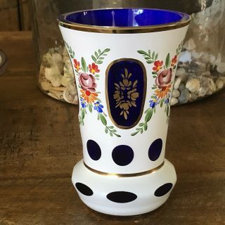 Estate Moser Cobalt Art Glass Vase Or Goblet -