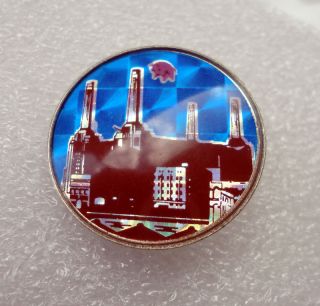 Vintage Pink Floyd Prismatic Crystal Pin Badge Prog Heavy Rock Guitar Animals
