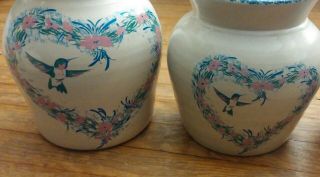 HOME AND GARDEN PARTY USA HUMMINGBIRD STONEWARE CANISTERS SET OF 4 W/ LIDS 4