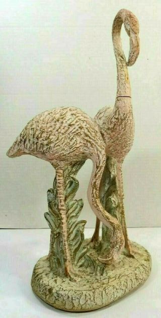 Rare Vtg 16 " Flamingo Birds Statue Sculpt Jaru (h.  M.  Group) Animal Chalk Plaster