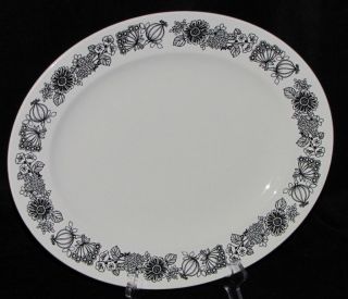 Vintage Grindley England Ironstone Large Oval Platter Manitou Black & White