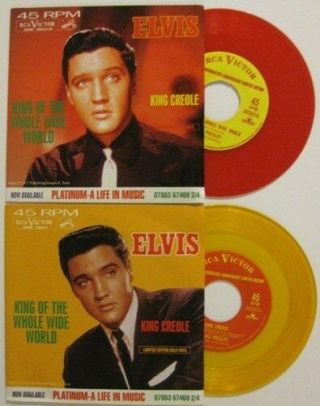 Elvis Presley Promo Colored Vinyl 45 Record Singles King Of The Whole Wide World