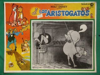 The Aristocats Walt Disney Los Aristogatos Art Orig Mexican Lobby Card 2