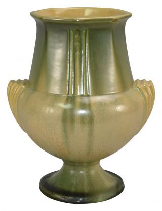 Vintage Art Deco Roseville Pottery Russco Green Ceramic Vase 109 - 8