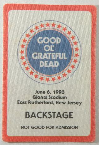 Backstage Pass To Good Ol’ Grateful Dead Concert June 6,  1993 At Giants Stadium