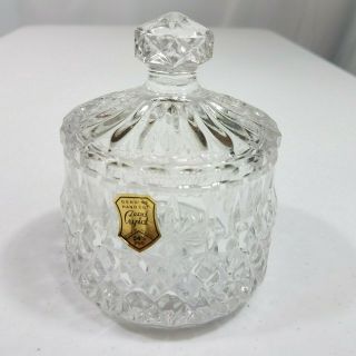 Vintage Lead Crystal Cut Glass Sugar Bowl Candy Dish With Lid Poland 10q