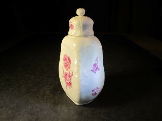 VTG Petite KPM Marked Roses Over White Porcelain Jar With Lid 2