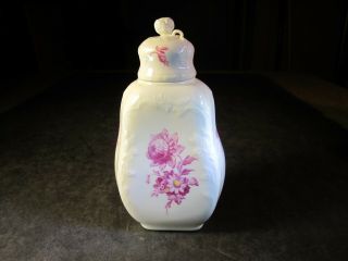 VTG Petite KPM Marked Roses Over White Porcelain Jar With Lid 4