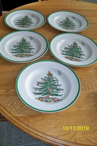 Set Of 5 Spode Christmas Tree Dinner Plates