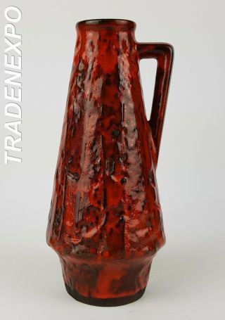 Vintage 60 - 70s Ilkra Keramik Red Vase West German Pottery Fat Lava Era Mcm