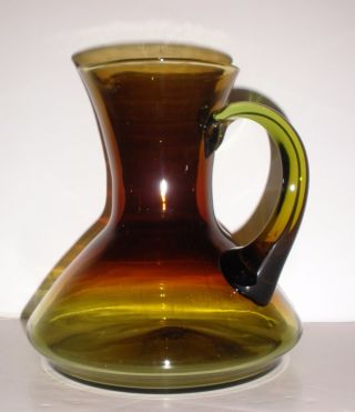 Greenwich Flint Craft Blown Pitcher Vase Jug Burnt Honey Mid Century