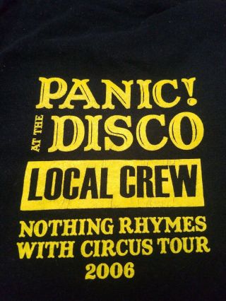 Panic At The Disco Nothing Rhymes With Circus Tour 2006 Local Crew Shirt.