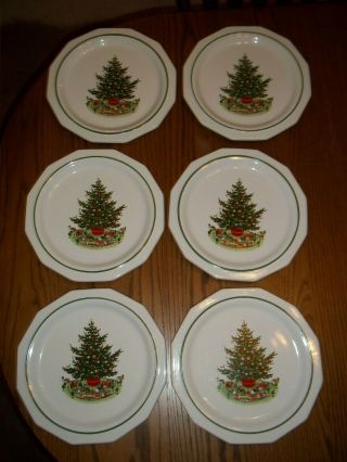6 Pfaltzgraff Heritage Christmas Tree 10 1/4 " Dinner Plates