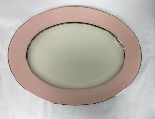 Vintage Castleton China Usa Shell Pink 15 3/8 " Oval Serving Platter