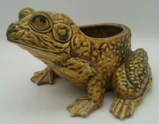 Vintage Art Pottery Frog Toad Planter Majolica Mccoy Large 8 " Wide Mid Century