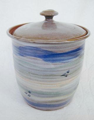 Sarah Culbreth Canister Ceramic W/lid Hand Crafted Tater Knob Pottery Ky Blue