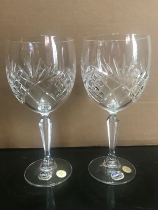 Vintage Bohemia Crystal Wine Glasses Set Of 2 Made In Czech Republic