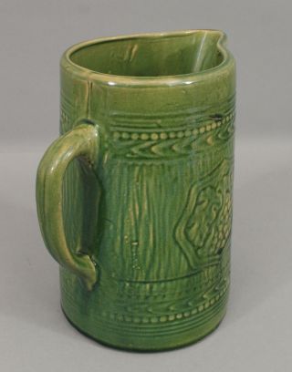 Large Early 20thC Antique McCoy Lemonade Pottery Pitcher Green Glaze 5