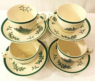 6 Vintage Spode Christmas Tree Tea Cup & Saucer Set Of 6 Coffee Mug Mugs Cups