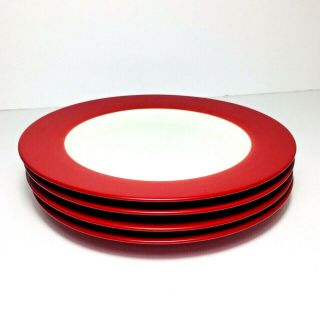 4 Set Noritake Colorwave Raspberry Red Rimmed 8045 Salad Plates Stoneware 8 1/4”