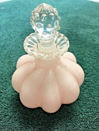 Vintage Fenton Pink Opalescent Perfume Bottle With Stopper