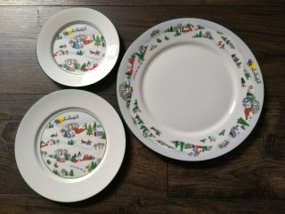 Lenox Sleigh Ride Set Of Dinner Plate,  Salad Plate,  Bread & Butter Plate Euc Usa