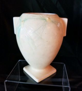 Vintage Roseville Pottery Dawn Yellow Vase - 827 - 6 - Green Leaves - Signed - Art