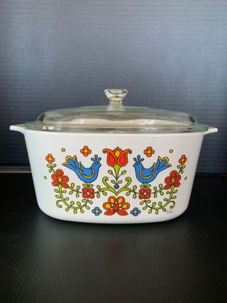 Vintage Country Festival 3qt Friendship Corning Ware Casserole With Lid A - 3 - B