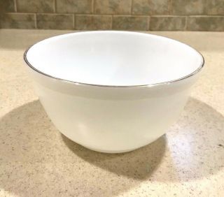 Vintage Pyrex 402 White Opal Mixing Bowl With Gold Trim On Rim.  Hard To Find.