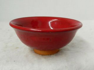 Signed Ben Owen Pottery Chinese Red Korean Rice Bowl,  Ben Iii,  Seagrove Nc