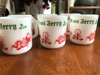 Vintage Hazel Atlas Tom And Jerry Milk Glass Christmas Mugs Set Of 6