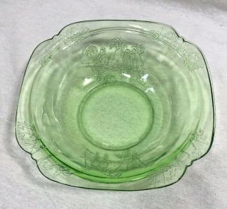 Vtg Federal Green Glass Parrot Bowl Palm Trees Etched 1931 - 32 Depression 7 " Soup